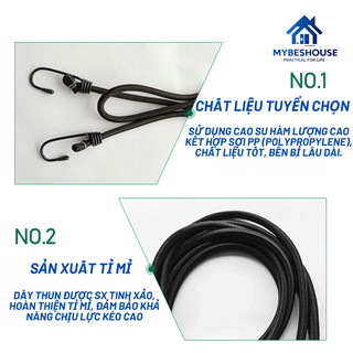 Dây chẳng hàng hành lý dài 1.5m dày 1cm đầu móc bằng sắt chất liệu dây bằng cao su bọc vải polyester