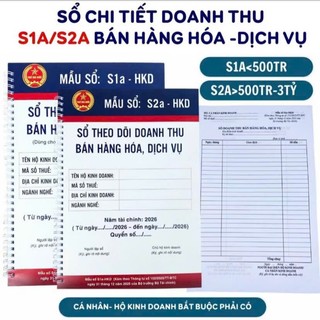 Sổ Ghi Chép Doanh Thu Hộ Kinh Doanh S1a S2a A4/A5 - Sổ Theo Dõi Doanh Thu Bán Hàng Hóa Dịch Vụ, Sổ Kế Toán HKD 2026