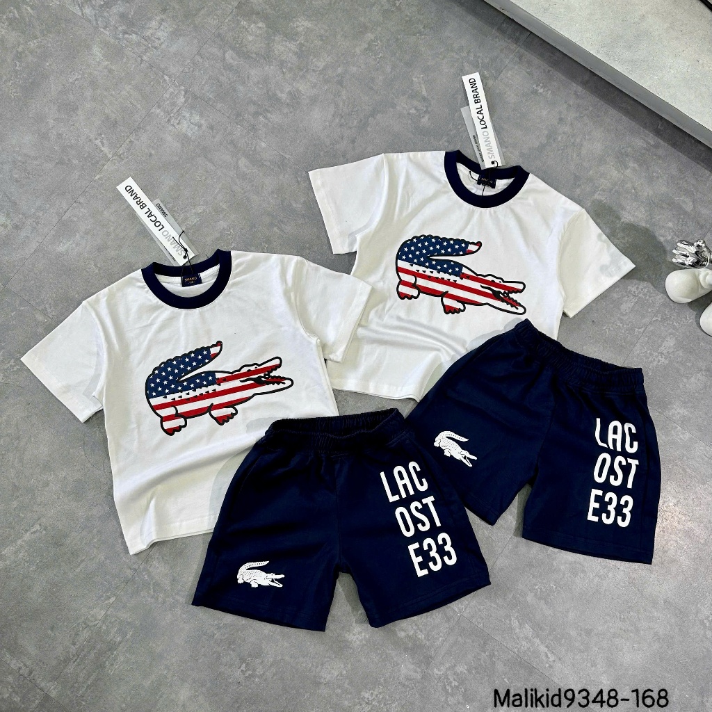 Bộ quần áo ngắn tay cho bé trai in hình cá cờ mỹ hàng siêu đẹp-Bộ hè cotton cho bé trai in chữ hàng mới cao cấp