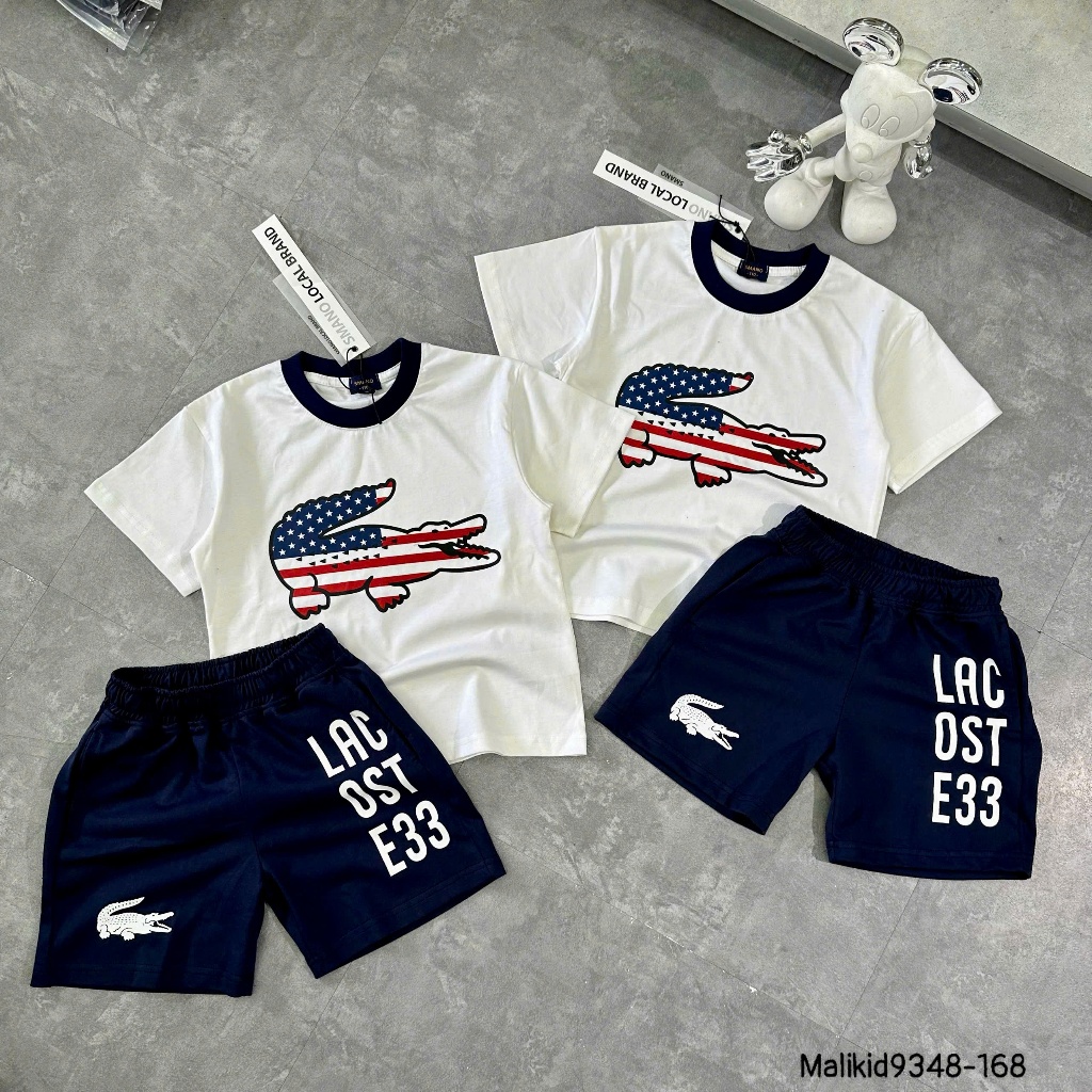 Bộ quần áo ngắn tay cho bé trai in hình cá cờ mỹ hàng siêu đẹp-Bộ hè cotton cho bé trai in chữ hàng mới cao cấp