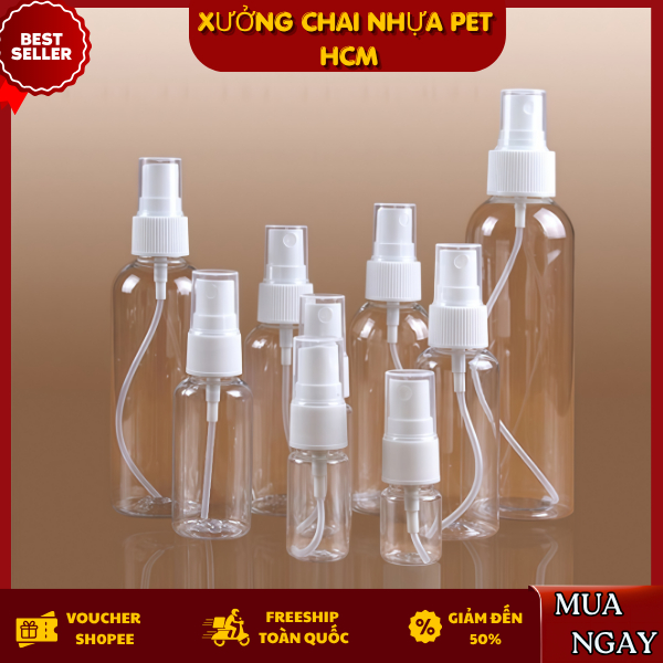Chai Phun Sương PET Siêu Mịn 10ml - 100ml | Bình Xịt Mỹ Phẩm, Toner, Sát