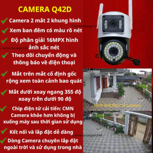 Camera YOOSEE WIFI 2 Mắt 2 Khung Hình Q42D ngoài trời xoay 360 Bảo Hành 5 Năm