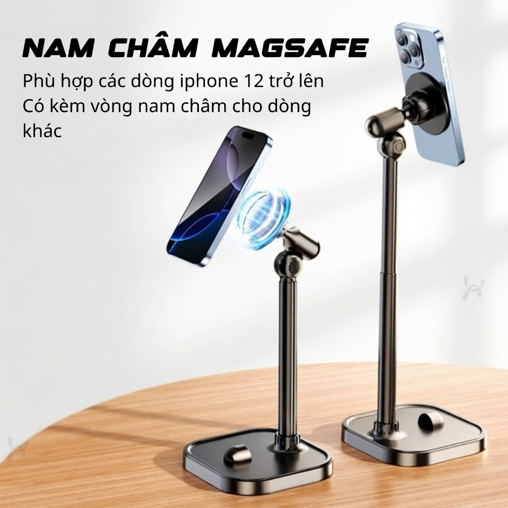 Giá Đỡ Điện Thoại Nam Châm VTEK GD05 – Kẹp MagSafe Quay Video, Livestream, Thân Kim Loại Cao Cấp