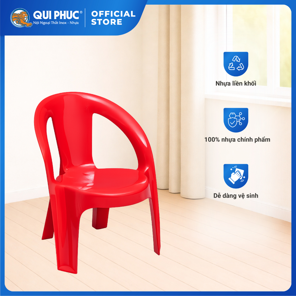 Ghế nhựa tựa lưng Miso QUI PHÚC, ghế nhựa bàn thấp, mặt ngồi thoải mái, chắc chắn, combo 4 6 10 ghế