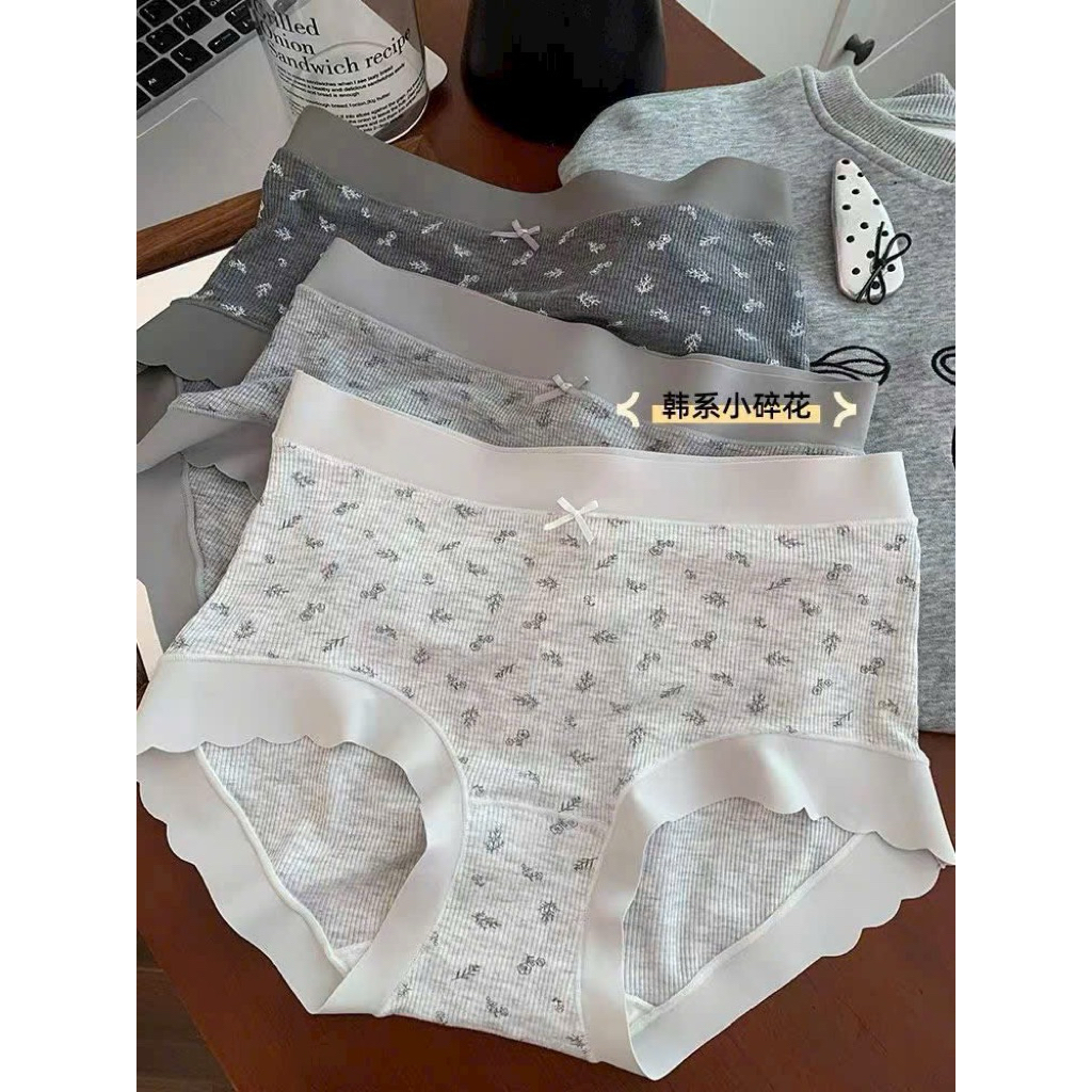Quần lót cotton cạp to đính nơ in hoa mẫu mới