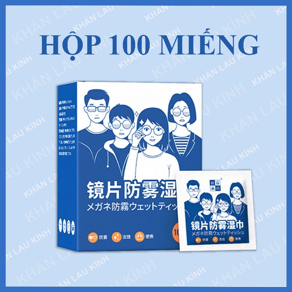 Hộp 100 Khăn lau kính mắt kính cận, Giấy lau kính nano chống sương mờ vân tay, bụi bẩn tiện lợi TitiHome