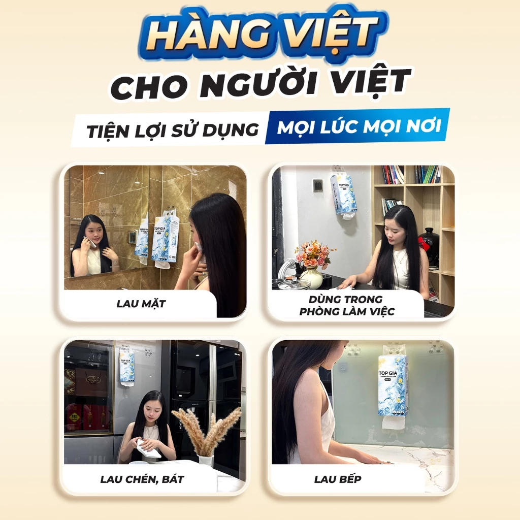 [MẪU MỚI] Khăn giấy TOPGIA cao cấp Mộc An 1000 tờ hàng Việt Nam, dập vân 4D mền mịn thấm hút tốt