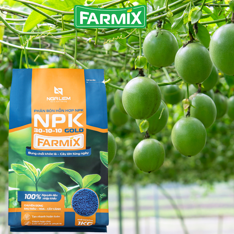 NPK 30-10-10 Gold Farmix – Bung Chồi Mạnh, Lá Xanh Khỏe, Cây Phát Triển Nhanh (Gói 1KG)