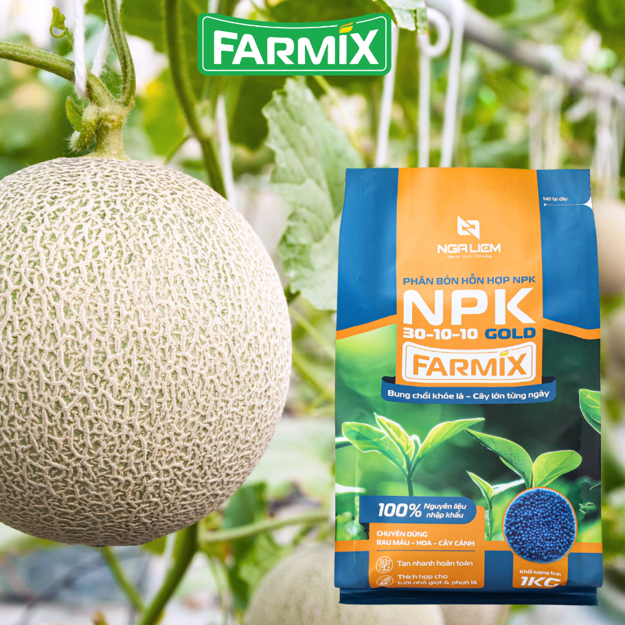 NPK 30-10-10 Gold Farmix – Bung Chồi Mạnh, Lá Xanh Khỏe, Cây Phát Triển Nhanh (Gói 1KG)