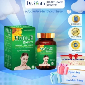 ￼Viên uống Vivita.E Rostex với Vitamin E & Dầu Nha Đam Hỗ Trợ Làm Đẹp Da - Hộp 50 Viên[Màu Xanh]