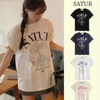 Hàn Quốc Triều thương hiệu satur ngắn tay chanh dòng lớn tiêu chuẩn lỏng lẻo T-shirt cho nam giới và phụ nữ ngắn T-shirt