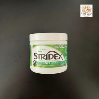 Miếng lau tẩy tế bào chết và hỗ trợ trị mụn Stridex Sensitive with Aloe (Hộp màu xanh lá)