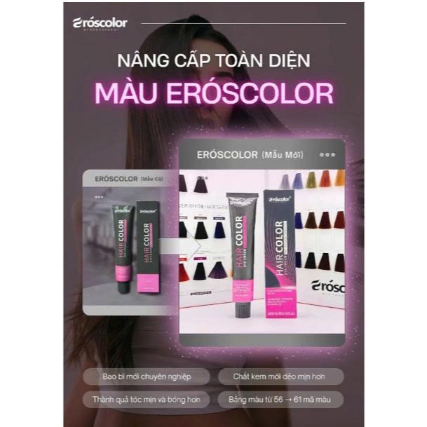 Kem Nhuộm Tóc Eróscolor Hệ Màu Nhật 2025 Mới (Nội Địa Trung) | Made in China | 100ml