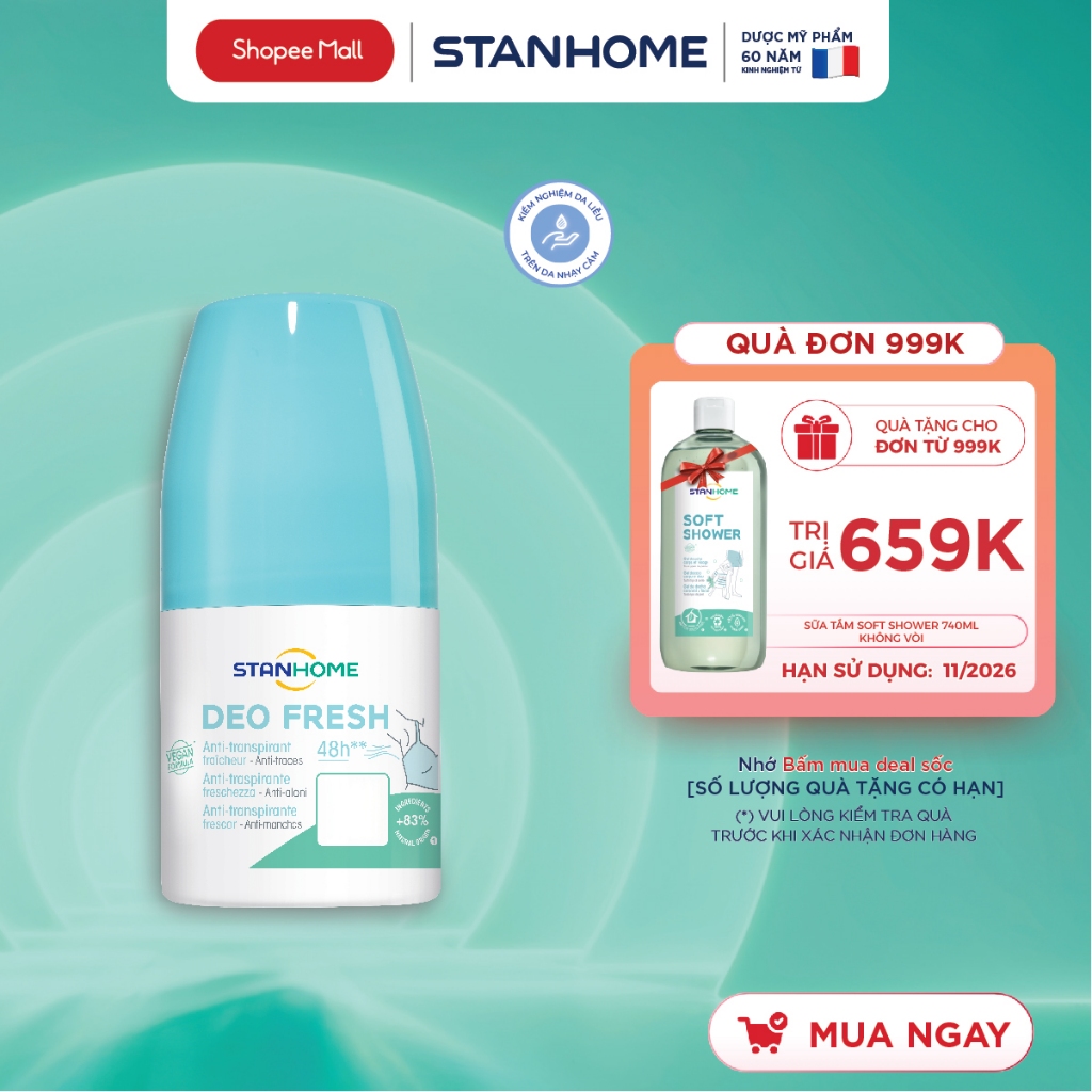 Lăn Khử Mùi Ngăn Tiết Mồ Hôi Cho Trẻ Em Và Cho Da Nhạy Cảm Không Cồn Deo Fresh/Deo Soft Stanhome 50Ml - Hình Ảnh Thực Tế