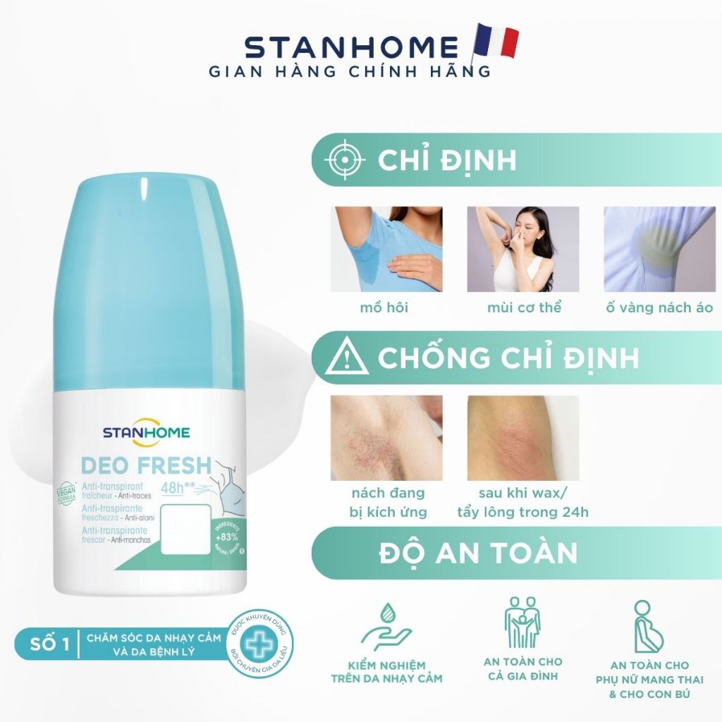 Ô - Lăn Khử Mùi Ngăn Tiết Mồ Hôi Cho Trẻ Em Và Cho Da Nhạy Cảm Không Cồn Deo Fresh/Deo Soft Stanhome 50Ml