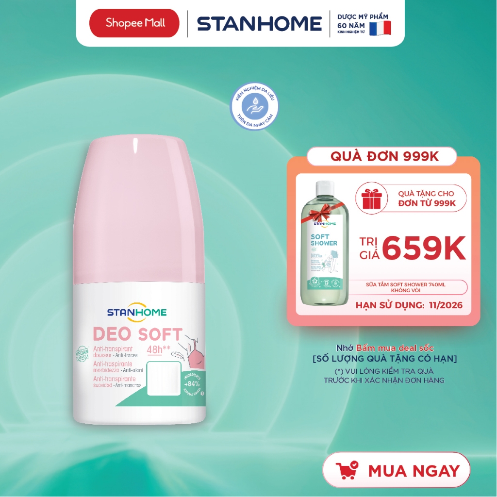 Lăn Khử Mùi Ngăn Tiết Mồ Hôi Cho Trẻ Em Và Cho Da Nhạy Cảm Deo Soft/Deo Fresh Stanhome 50Ml - Hình Ảnh Thực Tế