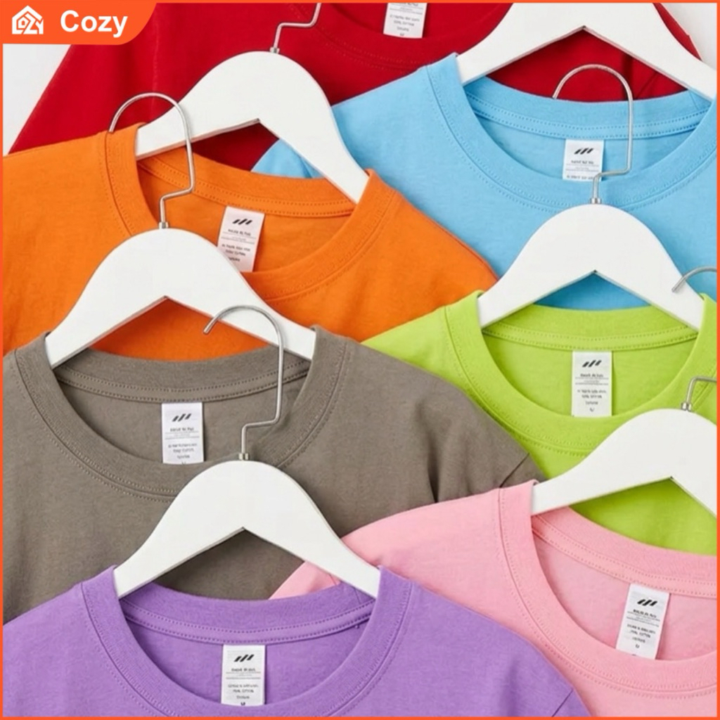 Áo Thun Trơn Basic Nhiều Màu Nam Nữ Vải Cotton Dày Mềm Mịn Không Xù ...