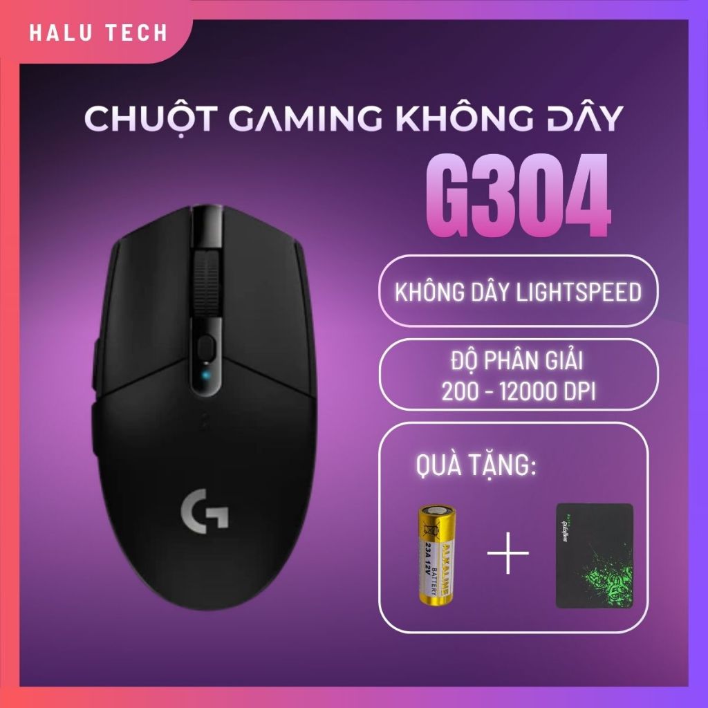 Chuột Gaming Không Dây, Chuột Bluetooth Logitech G304 Lightspeed Thích Hợp Cho Laptop Chơi Game Siêu Mượt HALU TECH