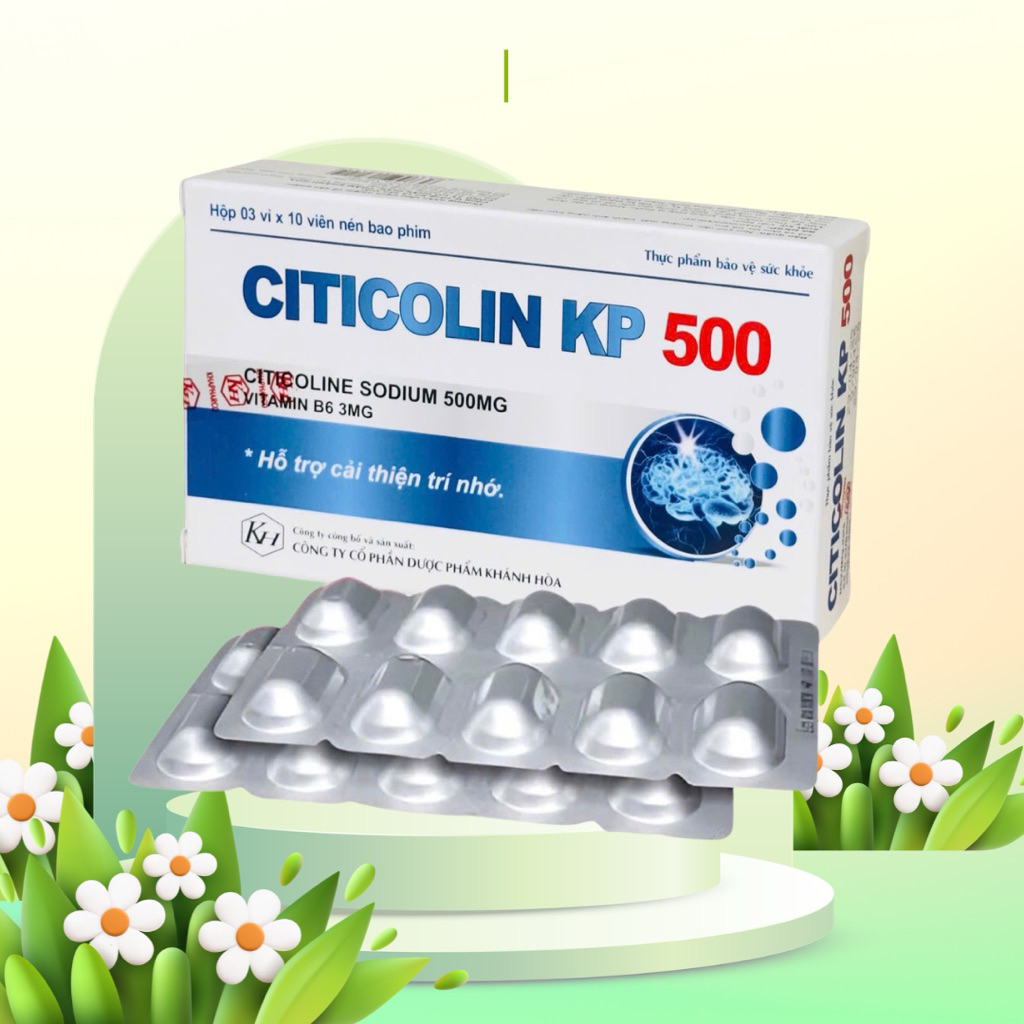 Citicoline 500mg Citicolin KP 500 DP (Hộp 30 viên) - Giúp cải thiện trí ...