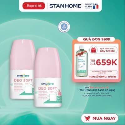 Combo 2 lăn khử mùi ngăn tiết mồ hôi cho trẻ em và cho da nhạy cảm Stanhome Deo soft không cồn hương dịu nhẹ 50ml/lọ