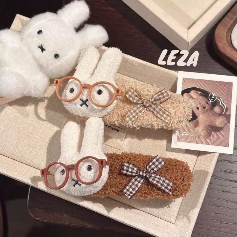 LEZA - Kẹp Tóc Mỏ Vịt Thỏ Đeo Kính 11cm cho nữ sêu Dễ Thương, Cute giúp làm gọn tóc mái, búi củ tỏi. Thời trang Thu Đông
