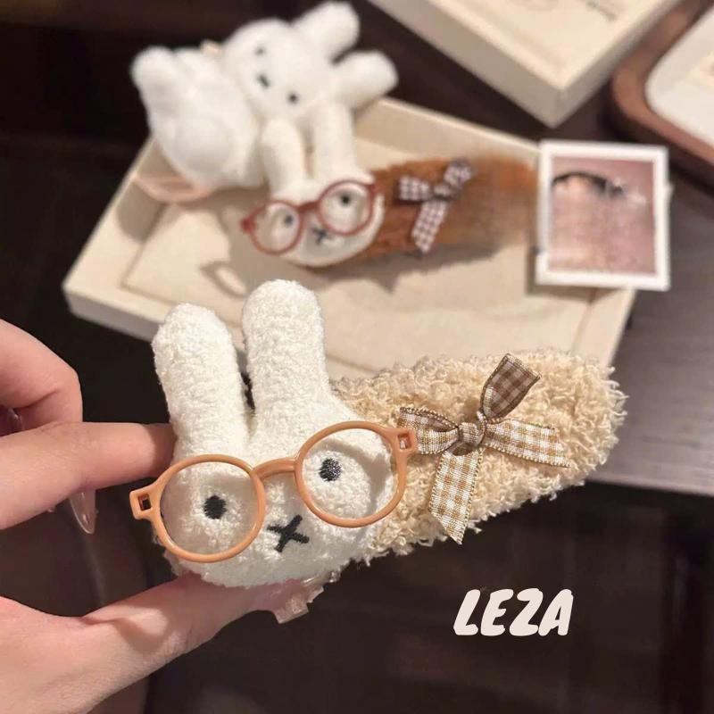 LEZA - Kẹp Tóc Mỏ Vịt Thỏ Đeo Kính 11cm cho nữ sêu Dễ Thương, Cute giúp làm gọn tóc mái, búi củ tỏi. Thời trang Thu Đông