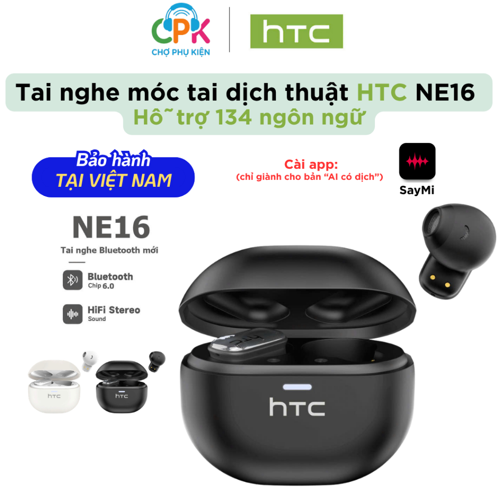 [ HỎA TỐC HCM ] Tai Nghe True Wireless Phiên dịch 134 ngôn ngữ HTC NE16 | Hỗ trợ tiếng Việt | BigBuy360 - bigbuy360.vn