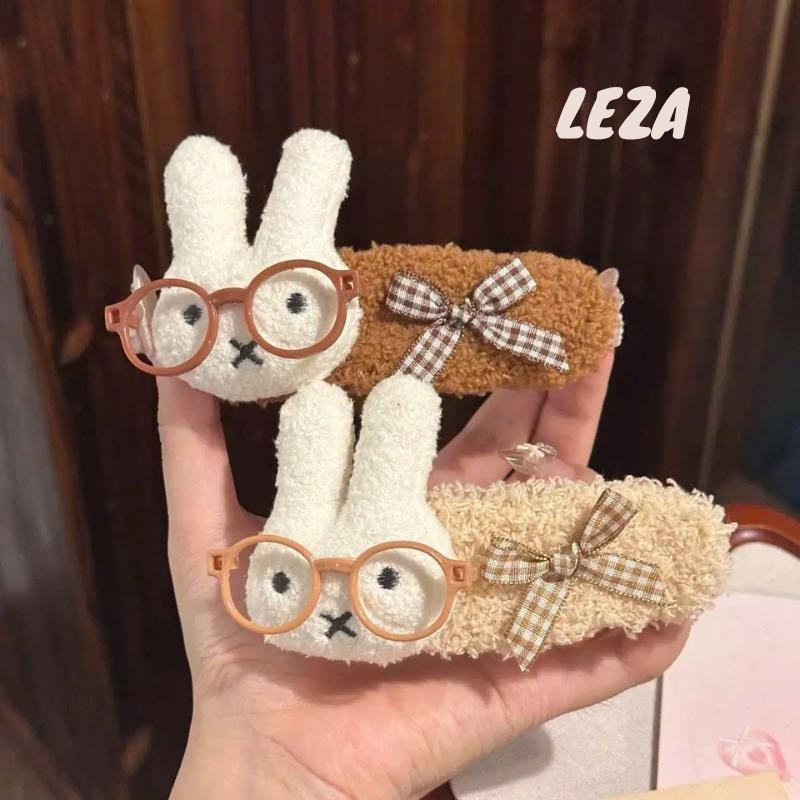 LEZA - Kẹp Tóc Mỏ Vịt Thỏ Đeo Kính 11cm cho nữ sêu Dễ Thương, Cute giúp làm gọn tóc mái, búi củ tỏi. Thời trang Thu Đông