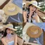 LEZA- Mũ Rơm Phong Cách Hàn Quốc Dùng Che Nắng, che tia UV, Dùng Cho Đi Chơi, Đi Biển