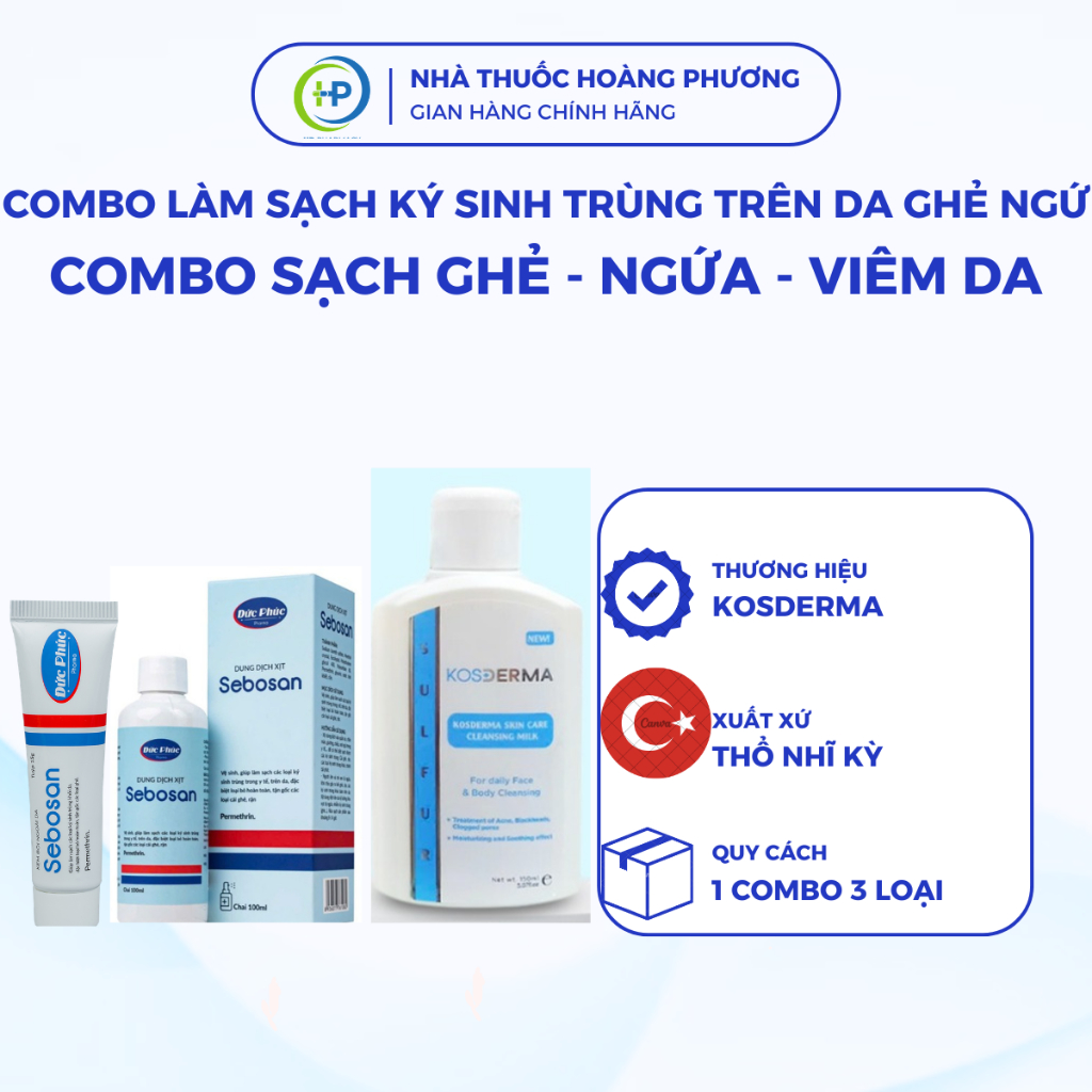 [CHÍNH HÃNG] Combo làm sạch ký sinh trùng trên da, chấy - rận, ghẻ, rân ...