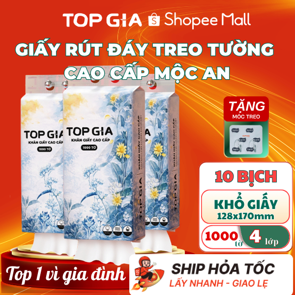 [MẪU MỚI] Khăn giấy TOPGIA cao cấp Mộc An 1000 tờ hàng Việt Nam, dập vân 4D mền mịn thấm hút tốt