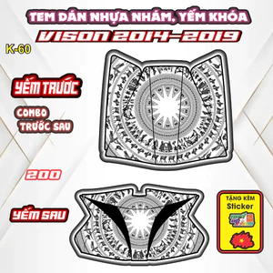 Bộ Tem Nhựa Nhám VISION 2014-2019 Mẫu Hoa Văn- Thiết Kế Tinh Tế, Tạo Điểm Nhấn Sang Trọng Cho Xe.
