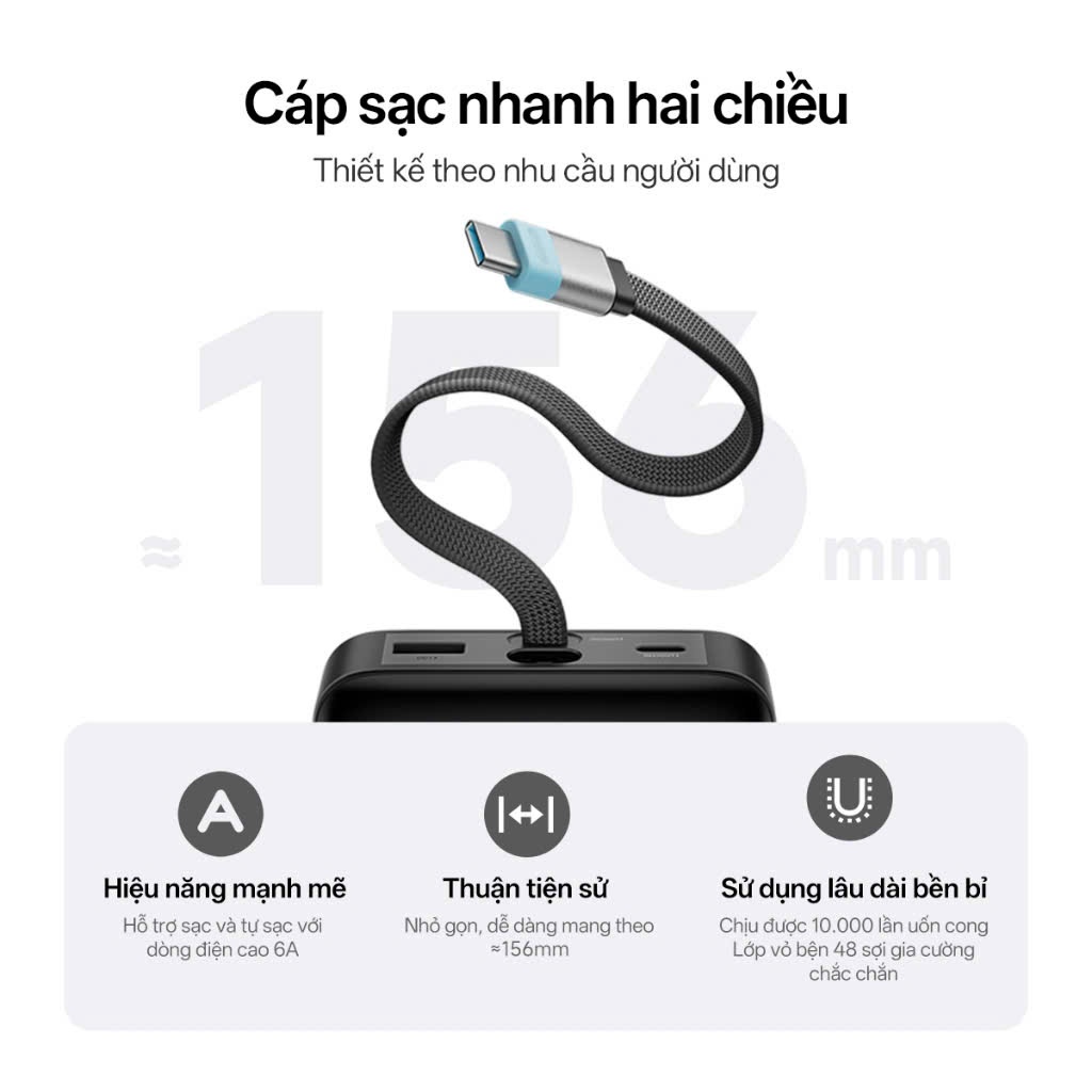 [Nguyên Seal, BH 18th] Pin Sạc dự phòng Cuktech 25SE | 120w Cáp Tích Hợp MiTurbo 120W LPB252N 25 SE | BigBuy360 - bigbuy360.vn