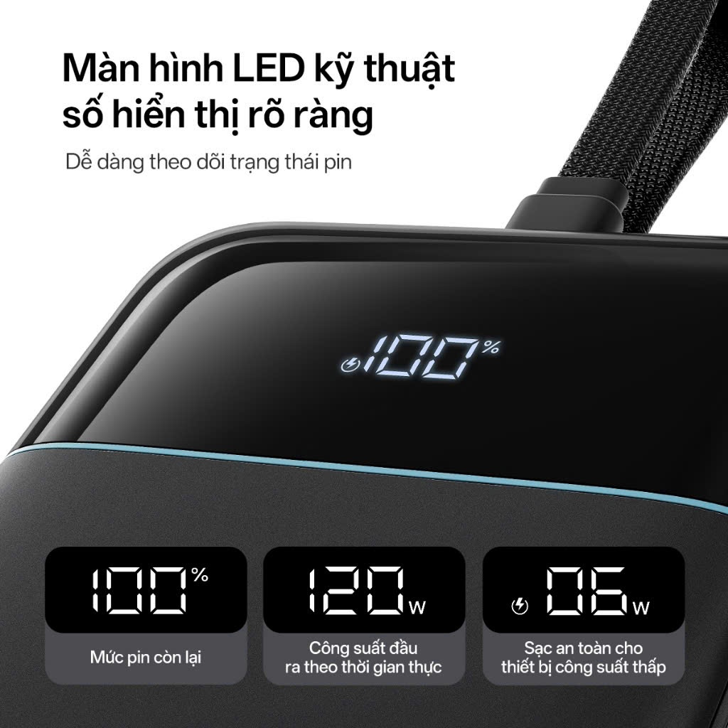 [Nguyên Seal, BH 18th] Pin Sạc dự phòng Cuktech 25SE | 120w Cáp Tích Hợp MiTurbo 120W LPB252N 25 SE | BigBuy360 - bigbuy360.vn
