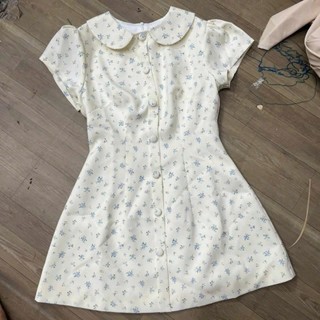 Váy Hoa Nhí Cổ Sen Vintage Nữ Tính Thanh Lịch Ôm Eo Tôn Dáng Form Xinh Trẻ Trung 247Store Vayhoanhi145