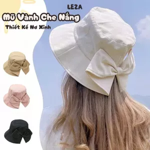 LEZA - Mũ bucket Vành vải Bố thời trang nữ có nơ form nón tai bèo che nắng thời trang dùng đi biển, đi chơi phong cách