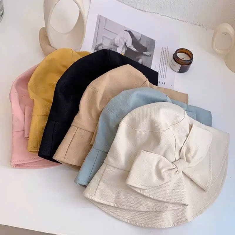 LEZA - Mũ bucket Vành vải Bố thời trang nữ có nơ form nón tai bèo che nắng thời trang dùng đi biển, đi chơi phong cách