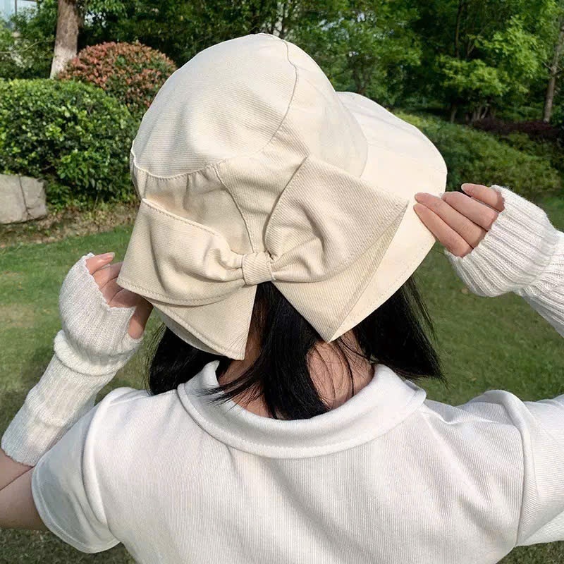 LEZA - Mũ bucket Vành vải Bố thời trang nữ có nơ form nón tai bèo che nắng thời trang dùng đi biển, đi chơi phong cách