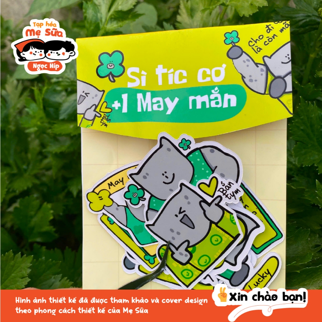 Sì tíc cơ +1 may mắn – sticker dán laptop, điện thoại, sổ tay – quà tặng học sinh sinh viên