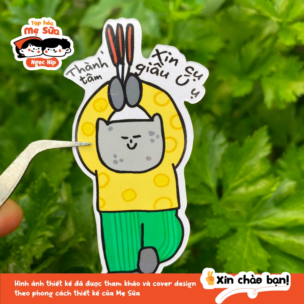 Sì tíc cơ +1 may mắn – sticker dán laptop, điện thoại, sổ tay – quà tặng học sinh sinh viên