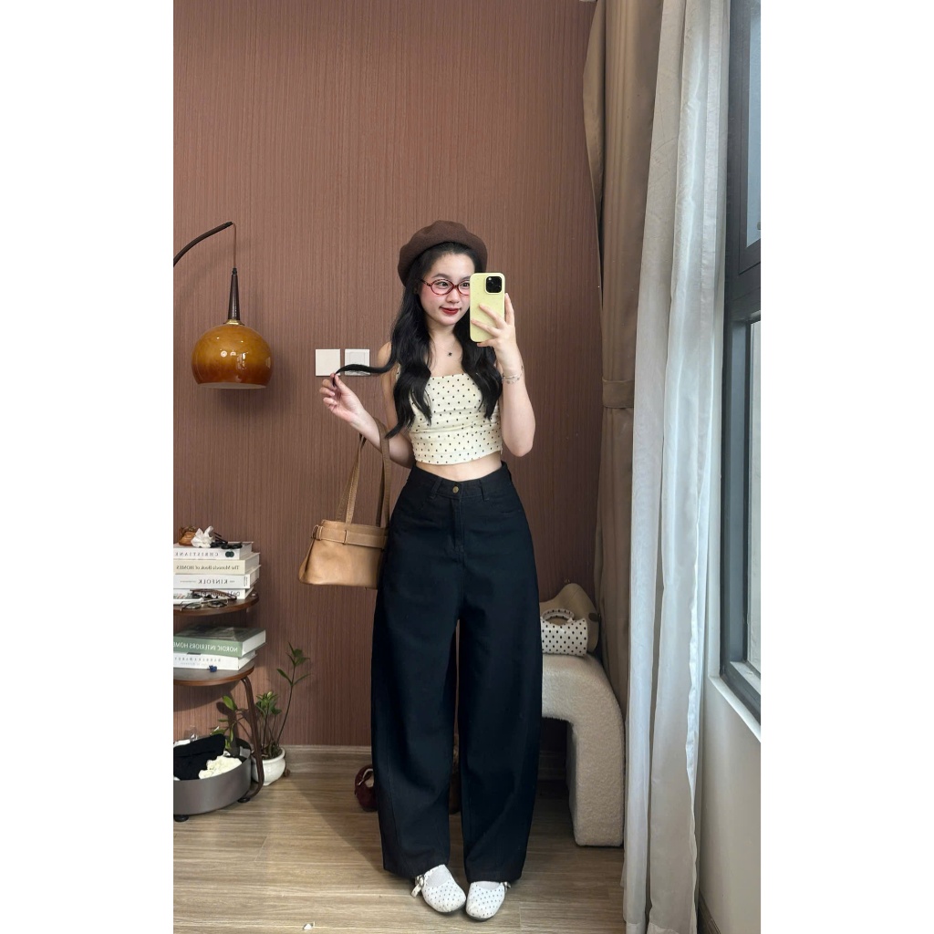 Quần jean nữ ống cong form rộng dáng unisex hot 2026 quần jean đi học đi làm Joolate 930