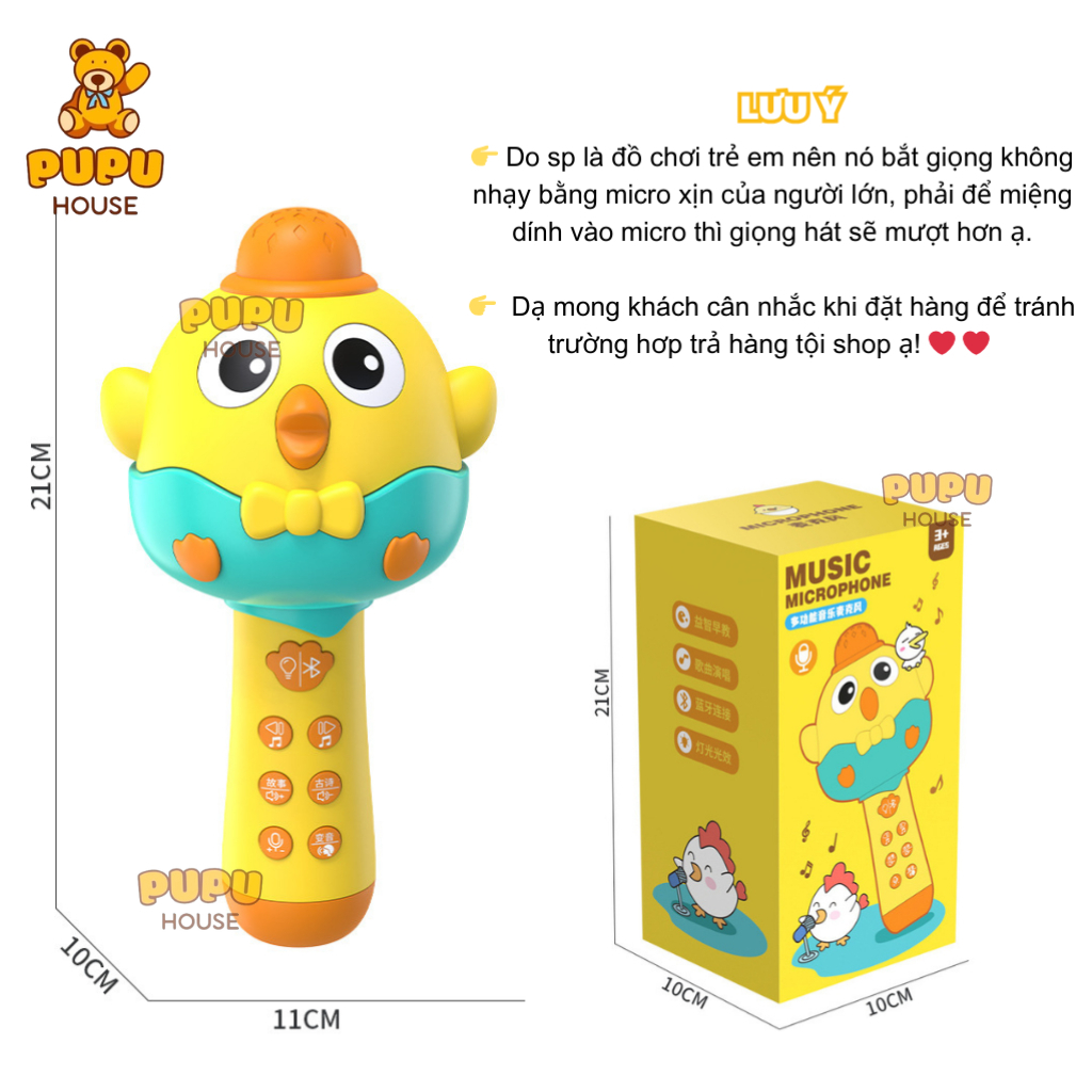 Đồ Chơi Âm Nhạc ABS Micro Không Dây Di Động Cầm Tay Trẻ Em  Micro Hát Karaoke- Đồ Chơi PUPU HOUSE