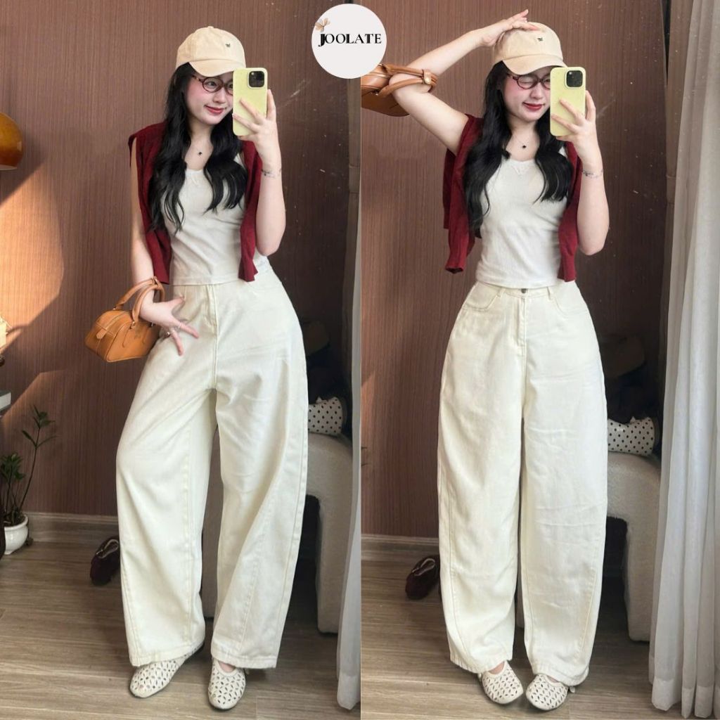 Quần jean nữ ống cong form rộng dáng unisex hot 2026 quần jean đi học đi làm Joolate 930