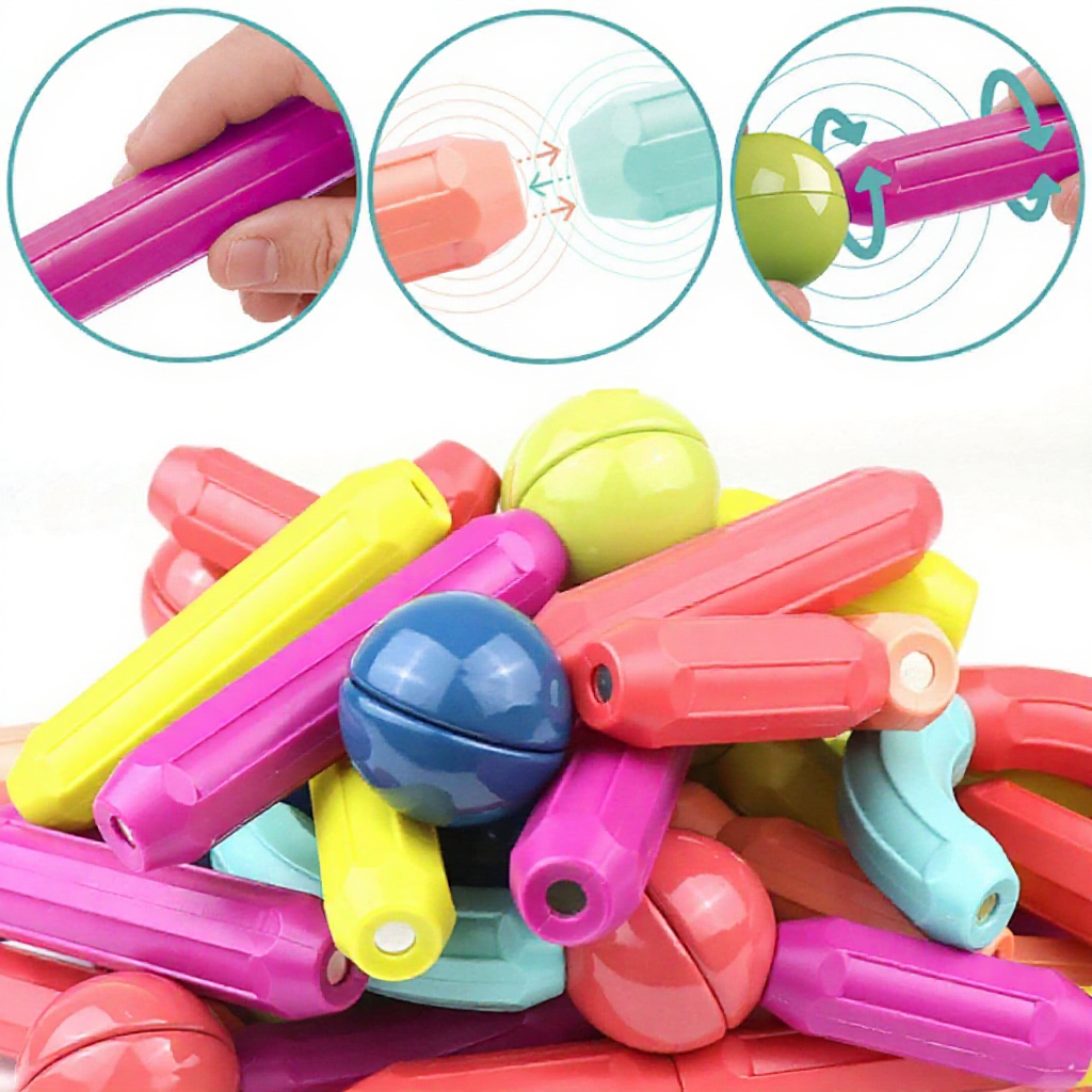 Đồ Chơi Nam Châm Xếp Hình Bộ Xếp Hình Nam Châm 72 Chi Tiết Lắp Ghép Sáng Tạo - Đồ Chơi PUPU HOUSE