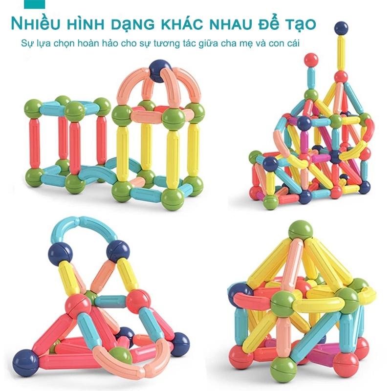 Đồ Chơi Nam Châm Xếp Hình Bộ Xếp Hình Nam Châm 72 Chi Tiết Lắp Ghép Sáng Tạo - Đồ Chơi PUPU HOUSE