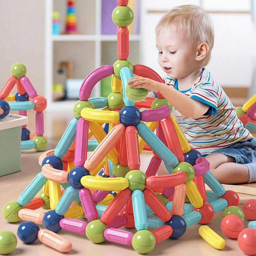 Đồ Chơi Nam Châm Xếp Hình Bộ Xếp Hình Nam Châm 72 Chi Tiết Lắp Ghép Sáng Tạo - Đồ Chơi PUPU HOUSE