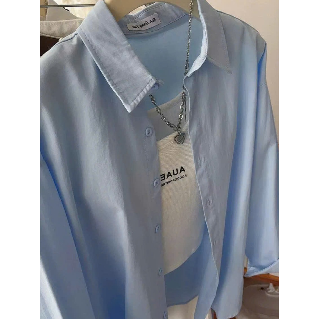 Áo Sơ Mi Nữ Công sở Form Rộng Ulzzang Hot Trend 2026 HAZEE - Style Nhẹ Basic 2 Màu Tím/Trắng