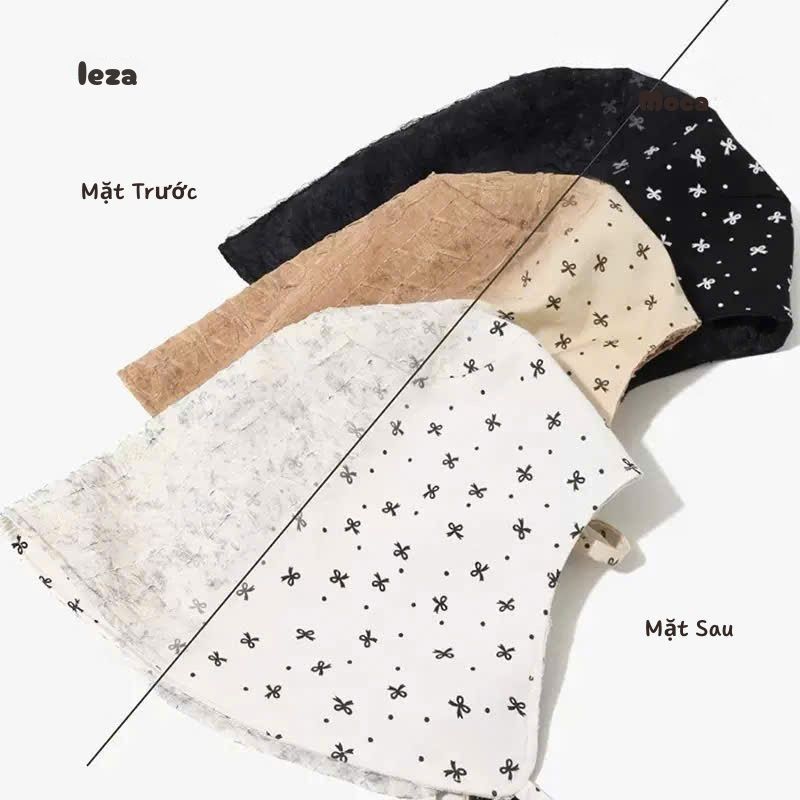 LEZA - Mũ Bucket Vành 2 Mặt Vải Đũi Họa Tiết Nơ Phong Cách Hàn Quốc cho nữ. Mũ Form Rộng dùng được cho đi biển, che nắng