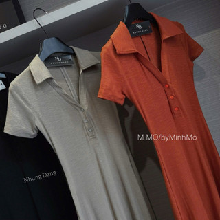 Váy Thun Body Maxi Xoè Cổ Bẻ Khuy Ngực Chuẩn Nhung Đặng