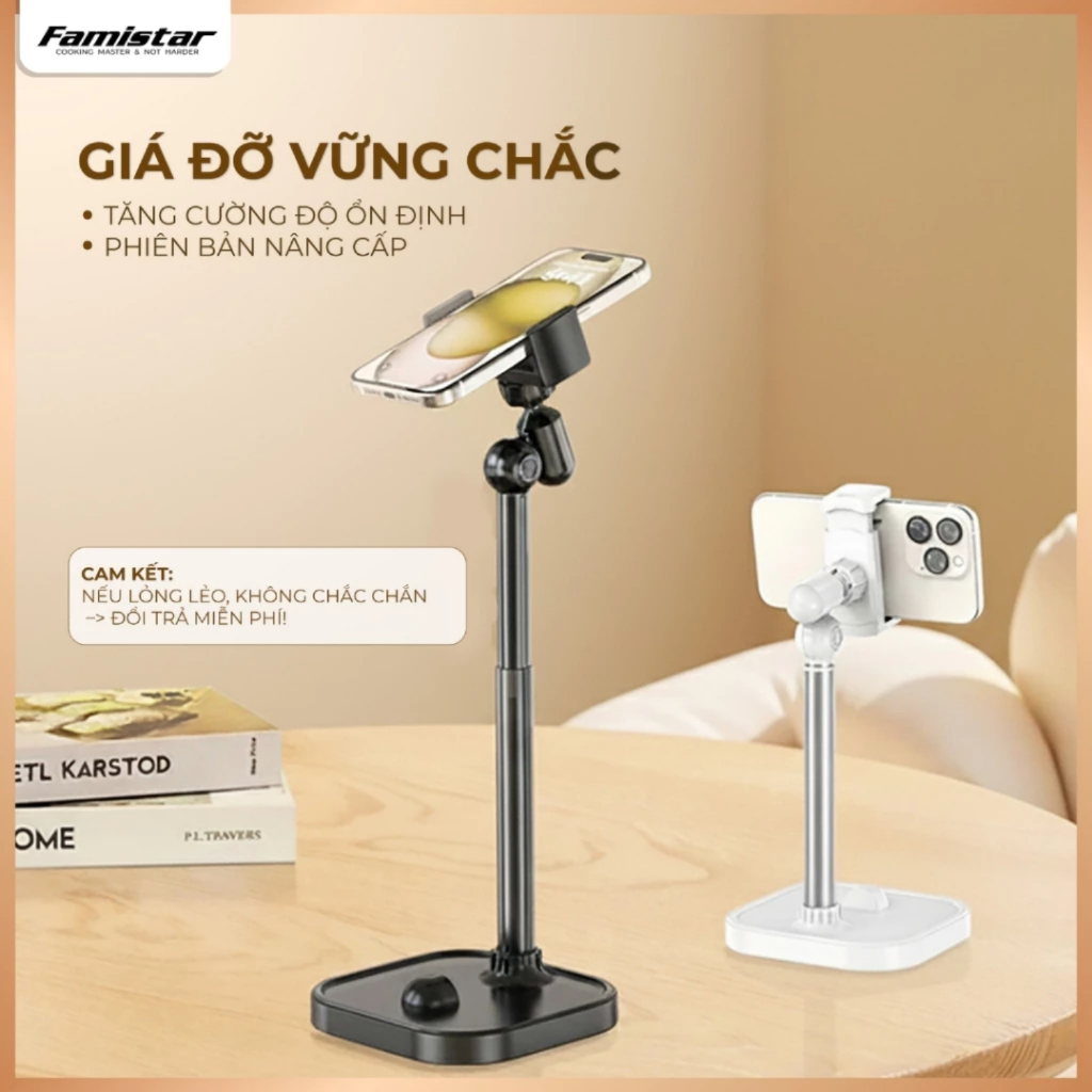 Giá Đỡ Điện Thoại Livestream VTEK GD04 – Kẹp Điện Thoại Quay Video, Góc Xoay 360°, Điều Chỉnh Chiều Cao